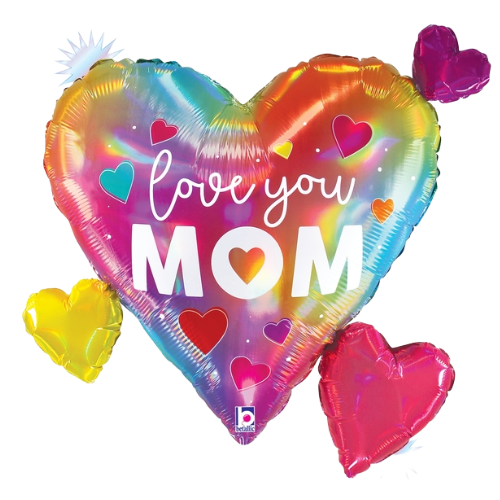 28" Opal Colorful Mom Hearts Foil Balloon (P16)