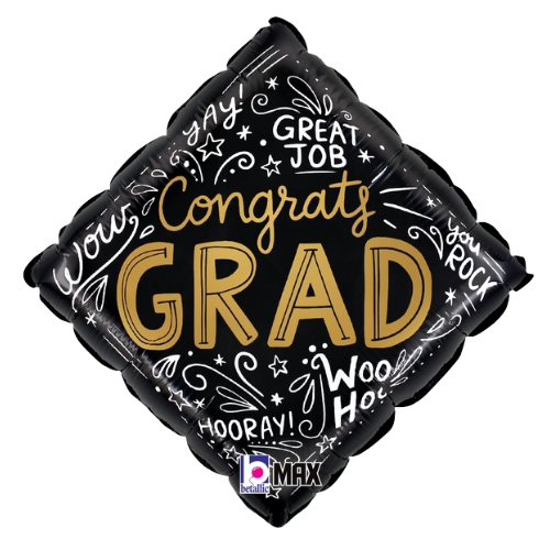 18" Congrats Grad Words Foil Balloon (P24) | Buy 5 Or More Save 20%