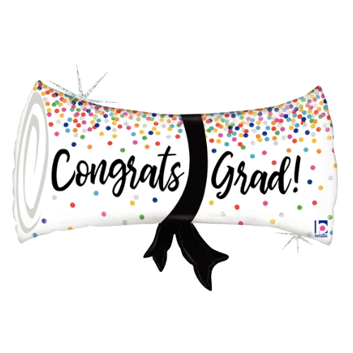 26" Grad Confetti Diploma Holographic Foil Balloon (P32)