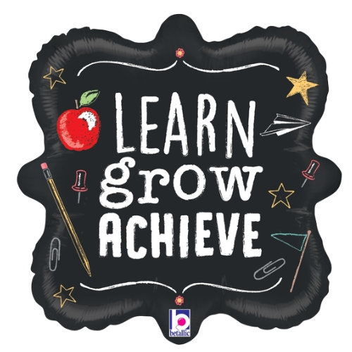 18" Learn Grow Achieve Foil Balloon (P37) | Buy 5 Or More Save 20%
