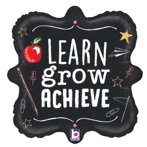 Globo de aluminio Learn Grow Achieve de 18" (P30) | Compra 5 o más y ahorra un 20 %