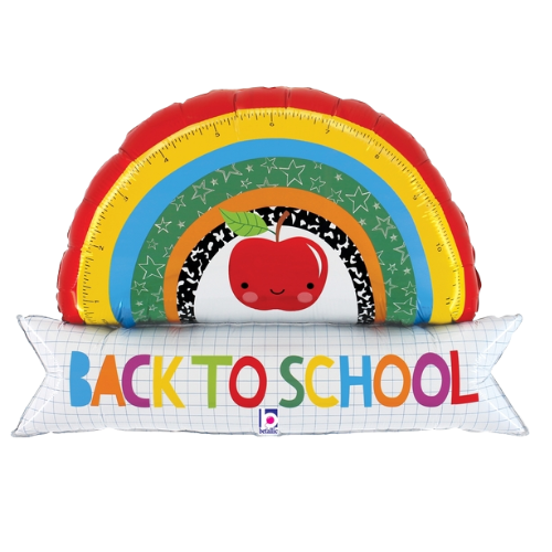 29" Back To School Rainbow Banner Foil Balloon (WSL) | Clearance - While Supplies Last!