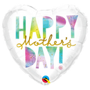 18" Happy Mother's Day Watercolor Letters Foil Heart Balloon (P7) | Buy 5 Or More Save 20%