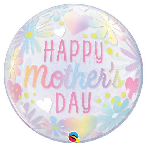 22" Mother's Day Floral Pastel Bubble Balloon (WSL) | Clearance - While Supplies Last!