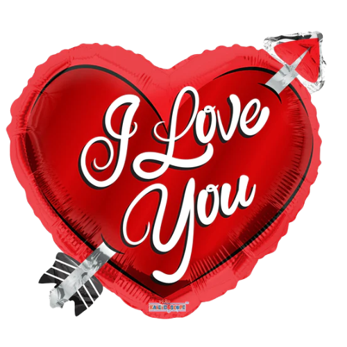 18" Heart With Arrow I Love You Foil Balloon (P6) | Buy 5 Or More Save 20%