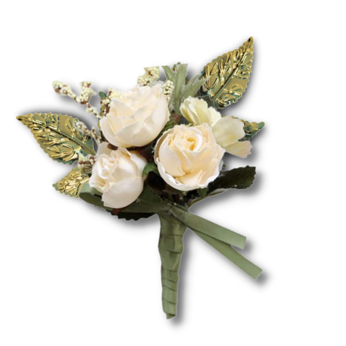 Feuille de rose artificielle en métal plaqué, accessoire floral | 6 pièces