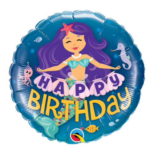 18" Happy Birthday Mermaid Foil Balloon | Buy 5 Or More Save 20%