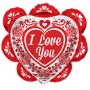 26" Ruffled Heart W/ Ornaments I Love You Heart Foil Balloon (WSL)