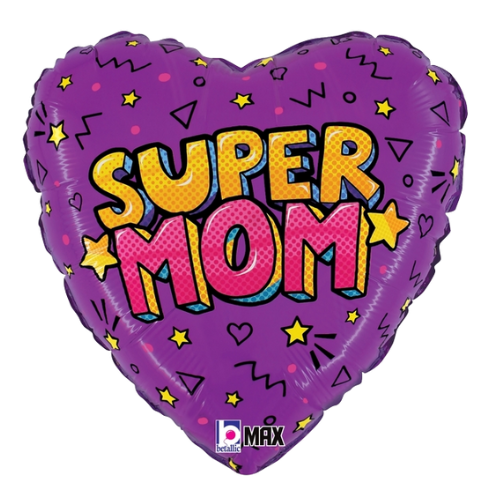 18" Two Sided Mother's Day Comic Heart Foil Balloon (P7) | Buy 5 Or More Save 20%