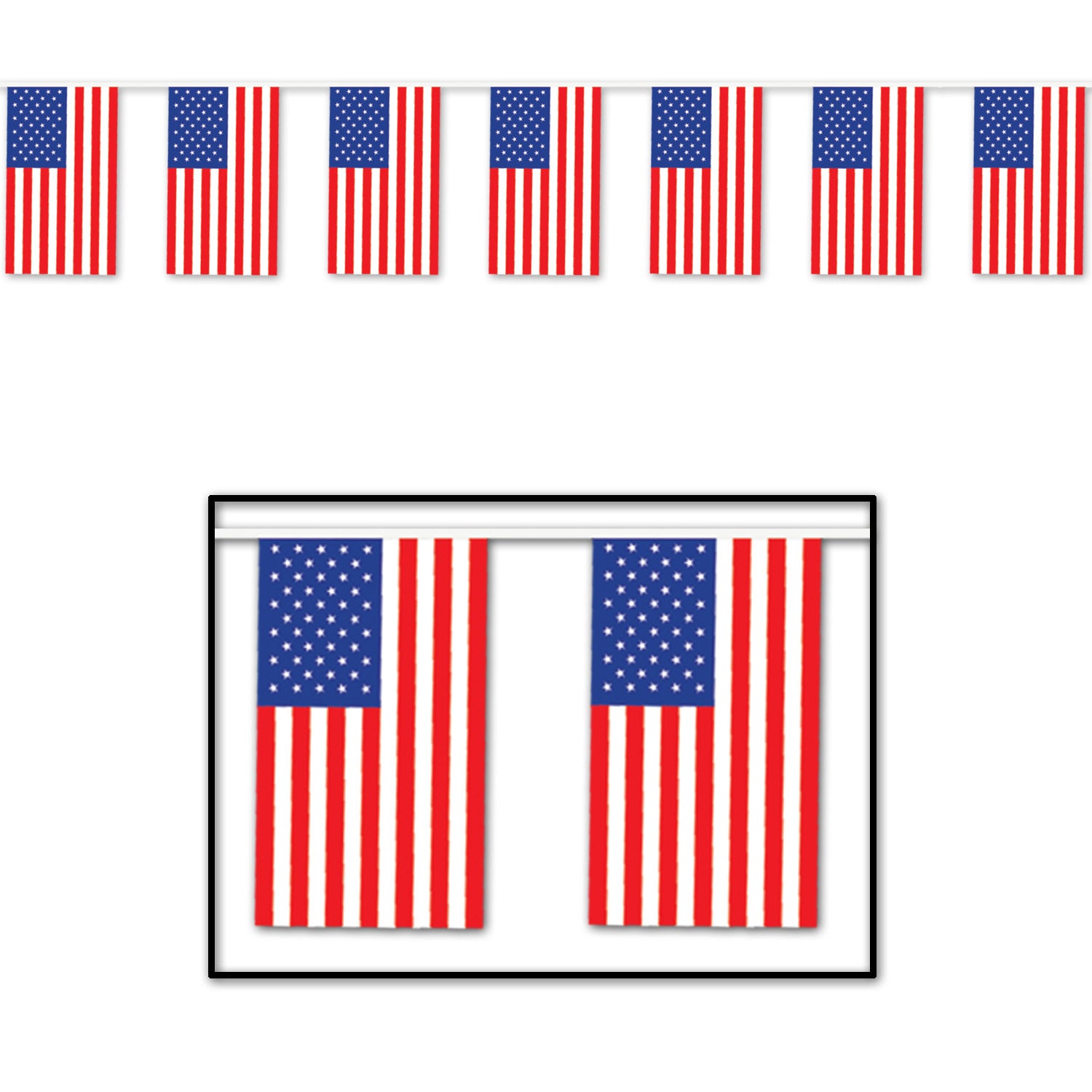 60' Outdoor American Flag Pennant Banner - 60 Feet Long x 18 Inches Wide | 1 Count