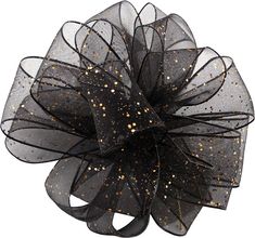 #3 Offray Black & Gold Cosmic Flash Wired Edge Glitter Ribbon - 5/8" x 25 Yards | 1 Spool