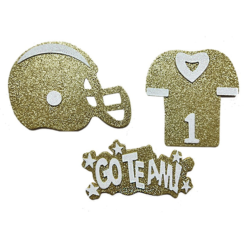 3" ACI Gold/White Glitter Foam Team Cutouts | 3 Count