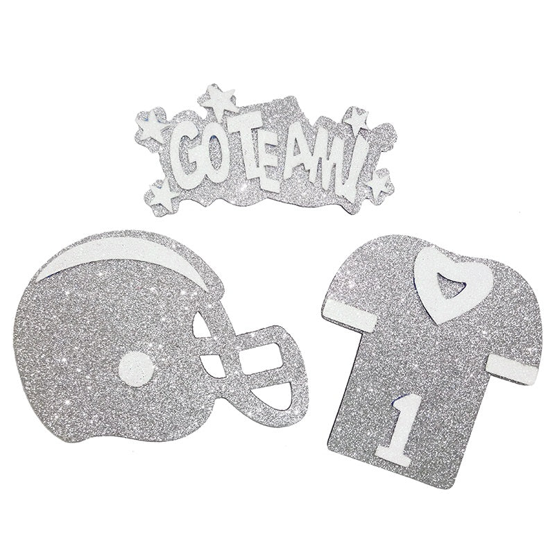 ACI Silver/White Glitter Foam Team Cutouts | 3 Count