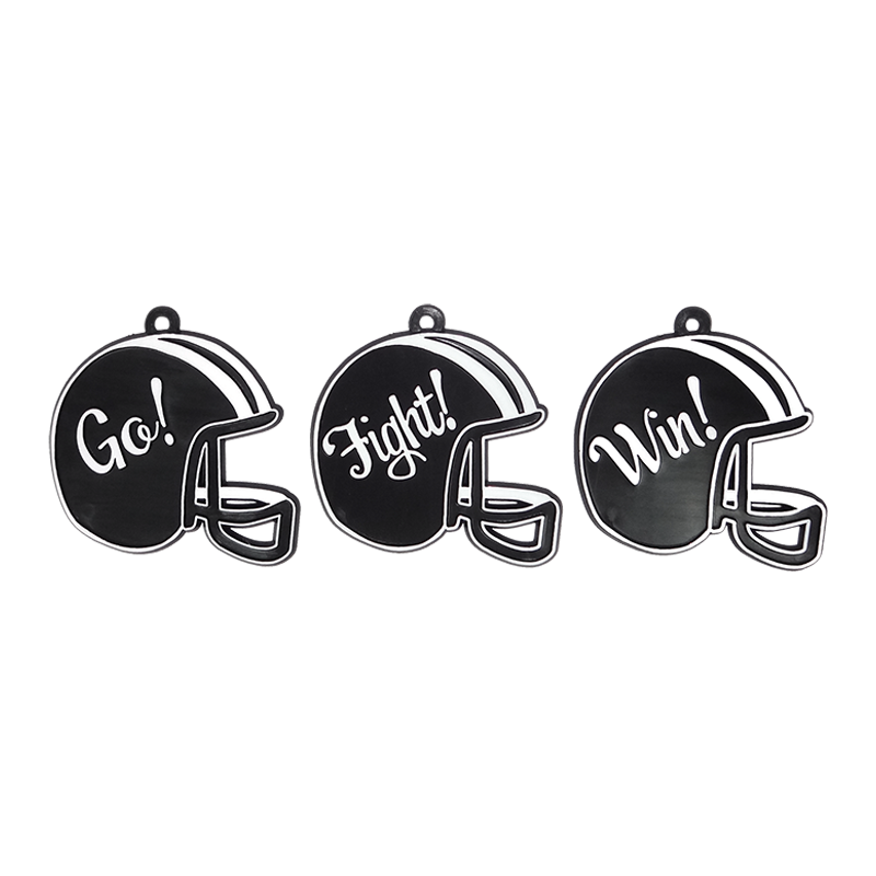 2.25" Go Fight Win Flat Helmet Charms 3 pc