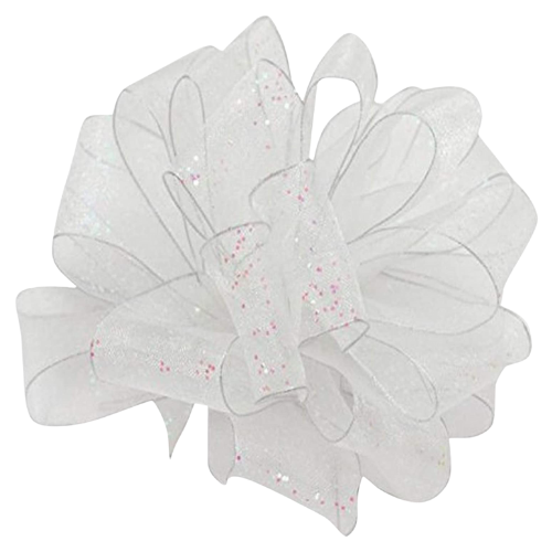 #3 Offray White Iridescent Cosmic Flash Wired Edge Glitter Ribbon - 5/8" x 25 Yards | 1 Spool