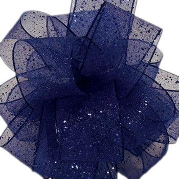 #3 Offray Navy Blue Cosmic Flash Wired Edge Glitter Ribbon - 5/8" x 25 Yards | 1 Spool