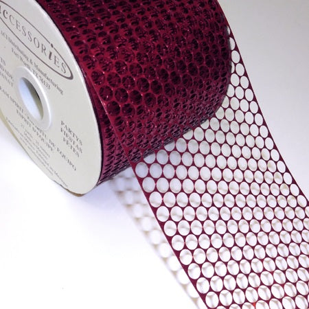 #40 ACI Burgundy Honeycomb Punchinello Ribbon - 3 1/4" Wide x 50 Yards Long | 1 Spool