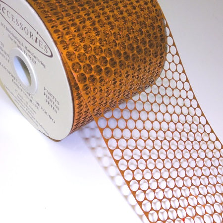 #40 ACI Orange Honeycomb Punchinello Ribbon - 3 1/4" Wide x 50 Yards Long | 1 Spool