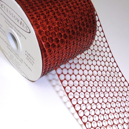 #40 ACI Red Honeycomb Punchinello Ribbon - 3 1/4" Wide x 50 Yards Long | 1 Spool