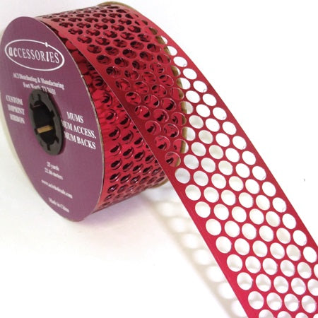 #9 ACI Red Honeycomb Punchinello Ribbon - 1 5/8" Wide, 25 Yards Long | 1 Spool