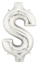 14" | 40" Silver Symbol Foil Balloons - Megaloons | 2 Sizes Available - Numbers 0-9