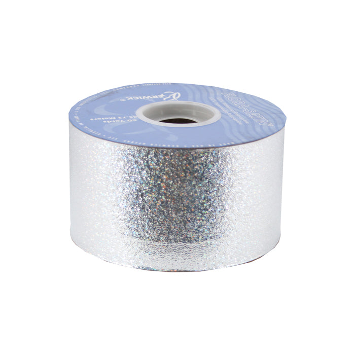 #40 Offray Silver Metallic Sparkalene Ribbon - 2 1/2 Inches Wide x 50 Yards Long | 1 spool