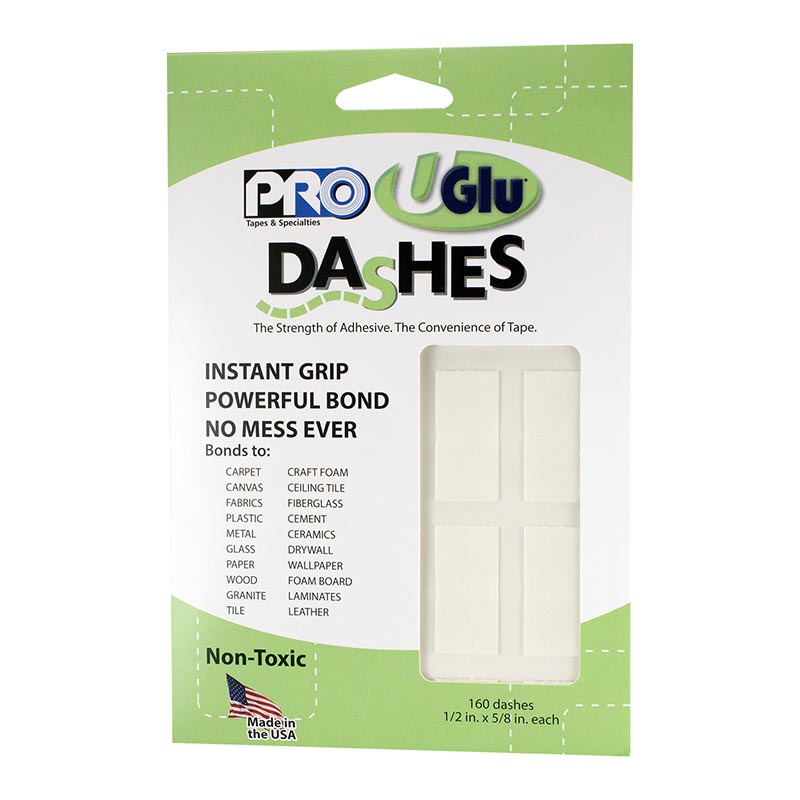 Pro Tapes UGlu Dashes - 1/2 Inch x 5/8 Inch | 160 Dashes - No Mess Adhesive Squares