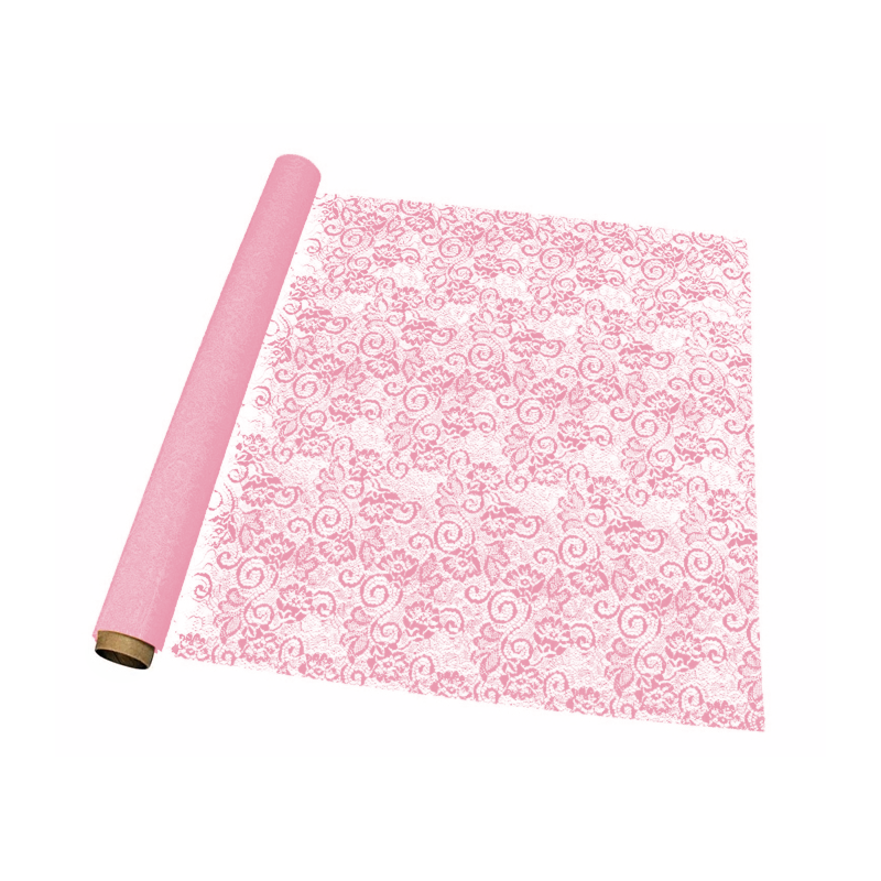 Printed Victorian Lace Clear Cellophane Roll | 1 Roll
