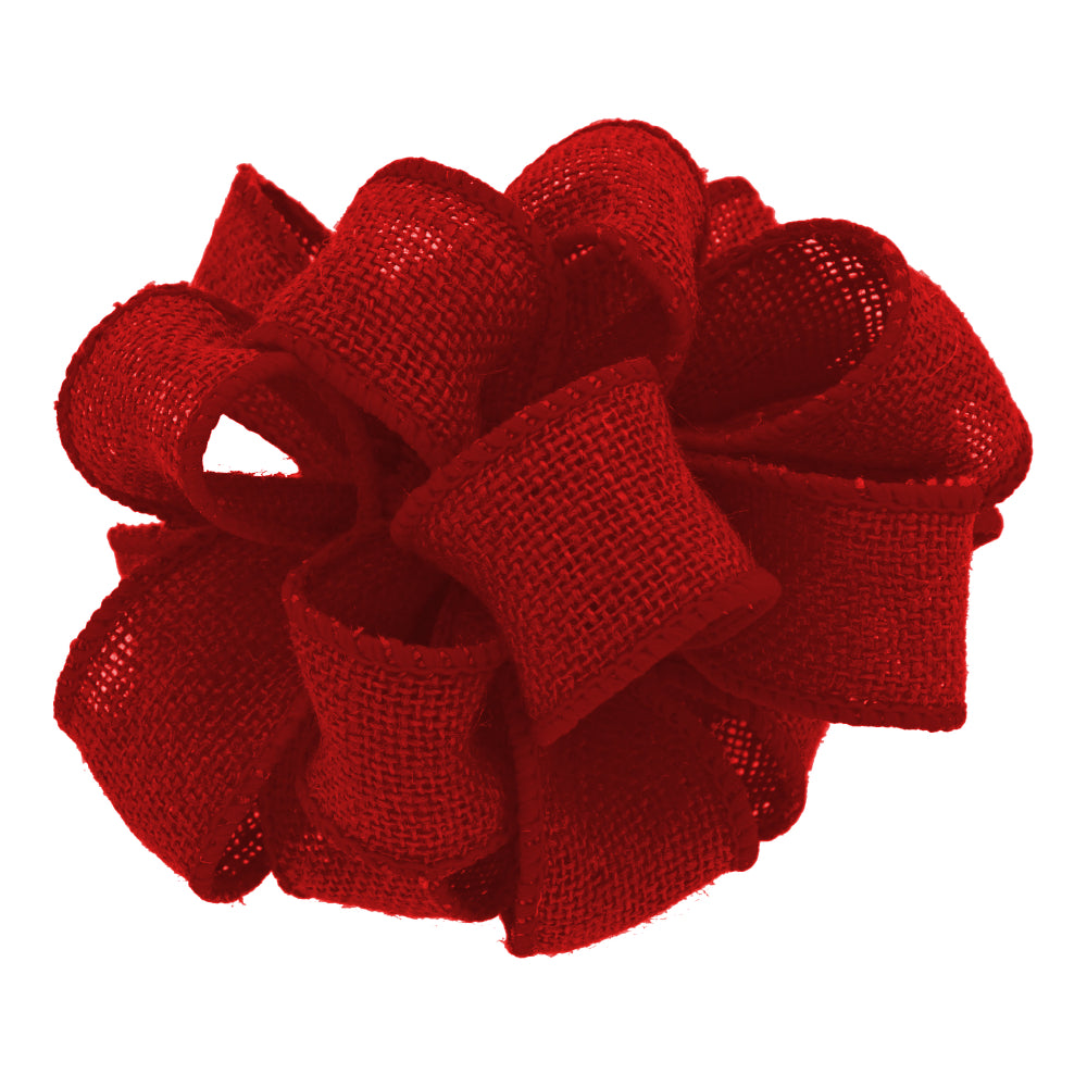 #9 Burlap Ribbon Red | 1 1/2 Inches Wide, 25 Yards Long