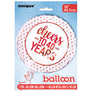 18" Cheers to 40 Years Foil Balloon | Buy 5 Or More Save 20%