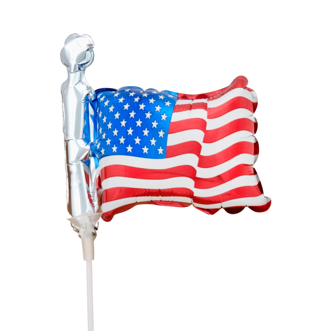 14" Anagram American Flag Mini Shape Air Fill Foil Balloon | Buy 5 Or More Save 20%