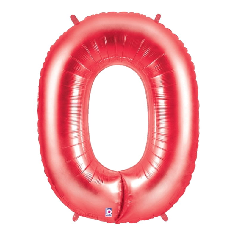 34" Betallic Red Number Megaloons Foil Balloon | Numbers 0-9