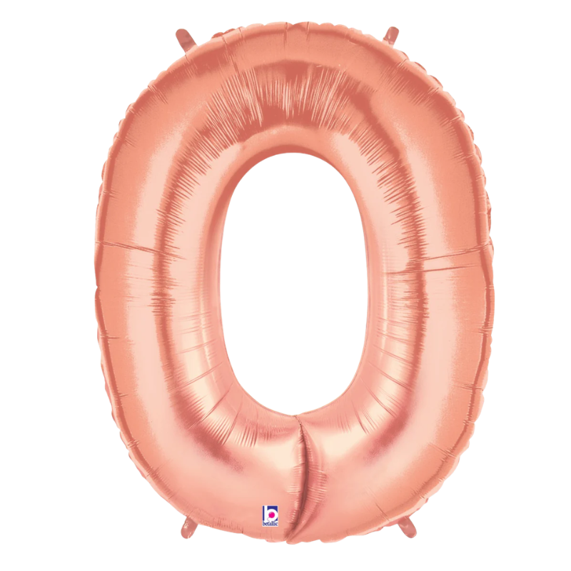 34" Betallic Rose Gold Number Megaloons Foil Balloon | Numbers 0-9