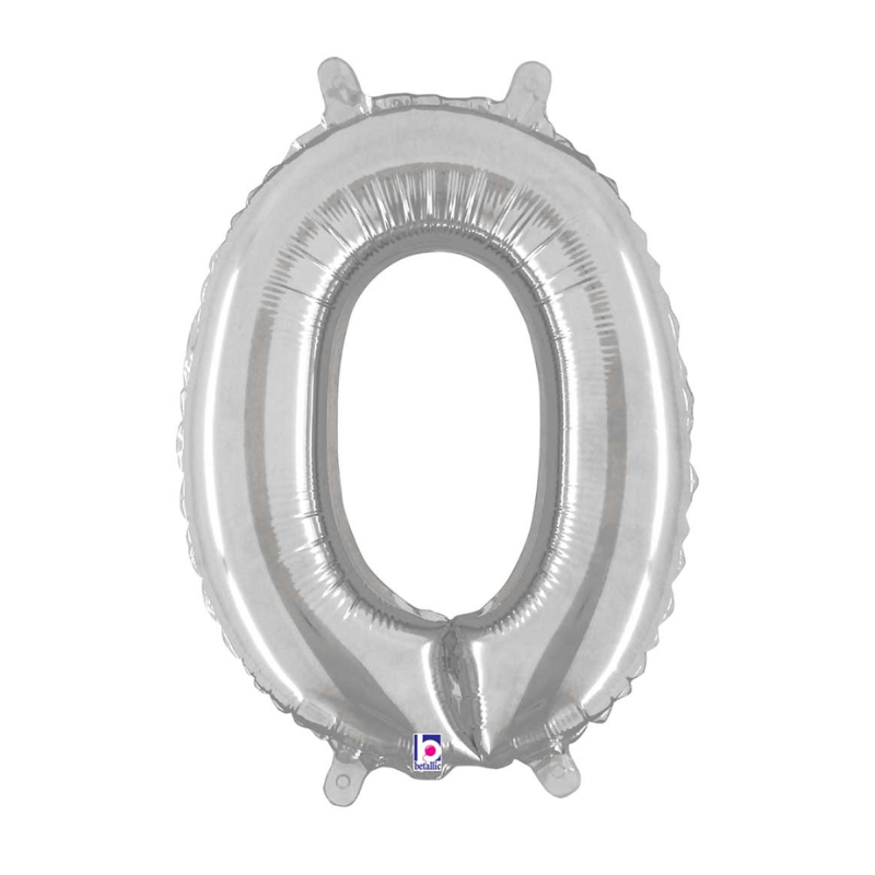 14" Betallic Silver Number Megaloons Jr. Foil Air-Fill Balloon | Numbers 0-9