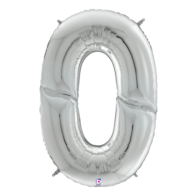 53" Betallic Silver Number Gigaloons Foil Balloon | Numbers 0-9 - Four Feet Tall!