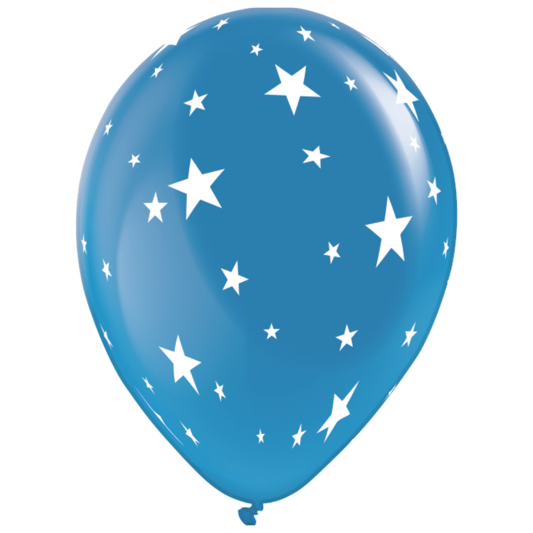 11" Party Pak Crystal Red & Blue Patriotic Stars Assortment Latex Balloons | 8 Count