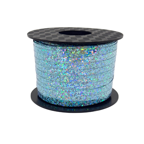 3/16" Pastel Blue Uncrimped Holographic Curling Ribbon - 3/16" x 250 yards | 1 Count