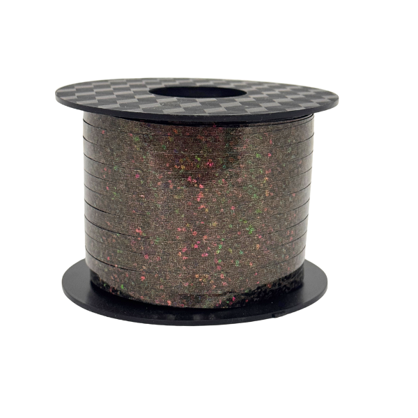 3/16" Black Uncrimped Holographic Curling Ribbon - 3/16" x 250 yards | 1 Count