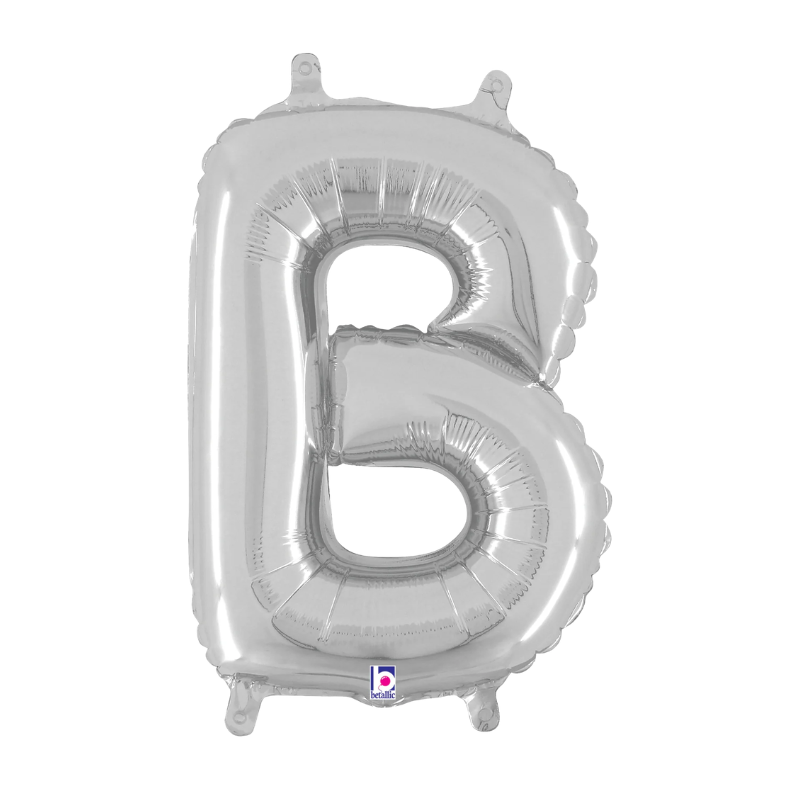 14" Betallic Silver Letter Megaloons Jr. Foil Air-Fill Balloons | Letters A-Z