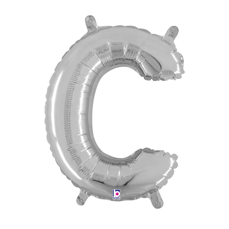 14" Betallic Silver Letter Megaloons Jr. Foil Air-Fill Balloons | Letters A-Z