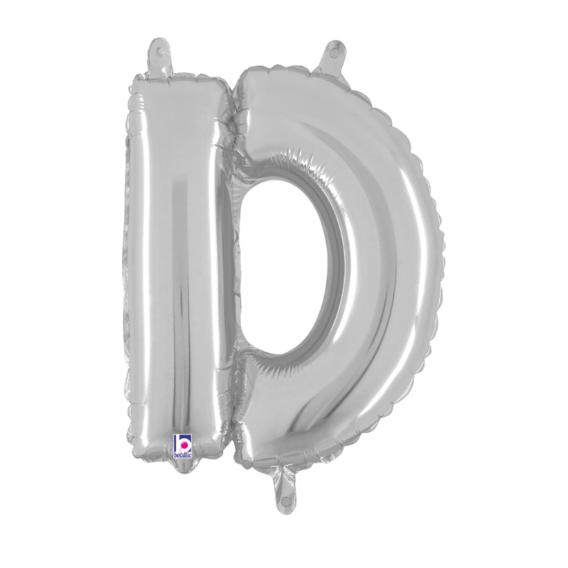 14" Betallic Silver Letter Megaloons Jr. Foil Air-Fill Balloons | Letters A-Z