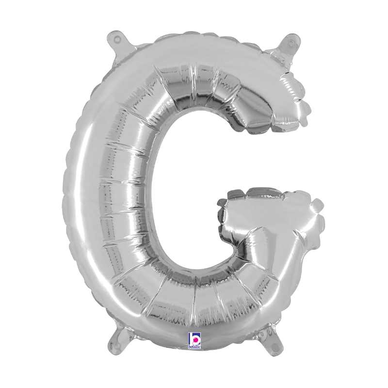 14" Betallic Silver Letter Megaloons Jr. Foil Air-Fill Balloons | Letters A-Z