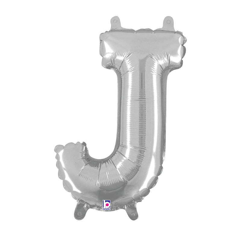 14" Betallic Silver Letter Megaloons Jr. Foil Air-Fill Balloons | Letters A-Z