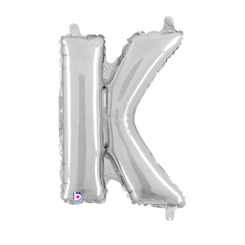 14" Betallic Silver Letter Megaloons Jr. Foil Air-Fill Balloons | Letters A-Z