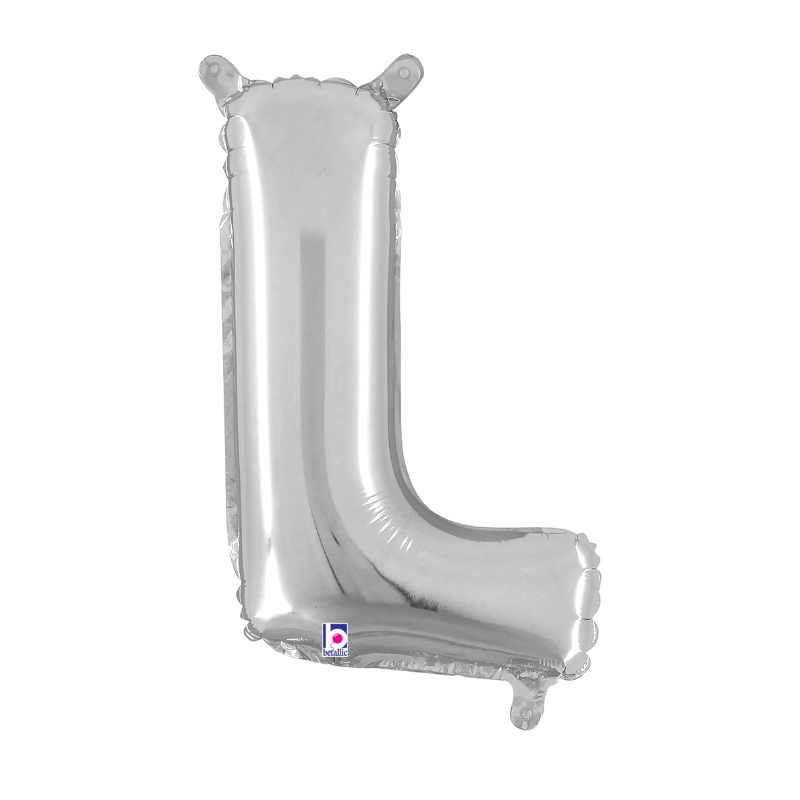 14" Betallic Silver Letter Megaloons Jr. Foil Air-Fill Balloons | Letters A-Z