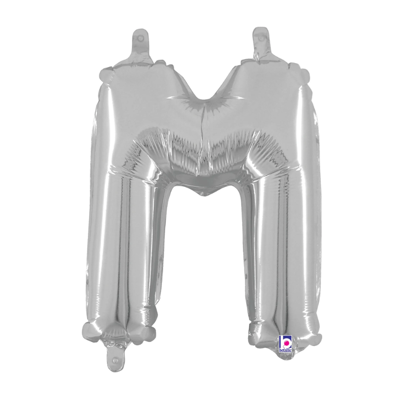 14" Betallic Silver Letter Megaloons Jr. Foil Air-Fill Balloons | Letters A-Z