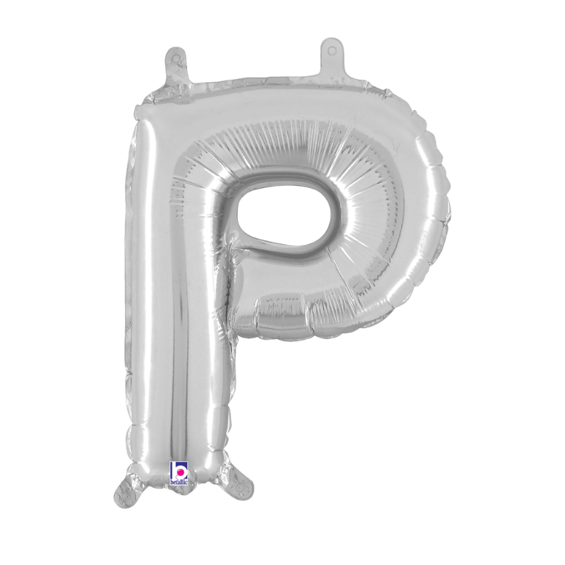 14" Betallic Silver Letter Megaloons Jr. Foil Air-Fill Balloons | Letters A-Z