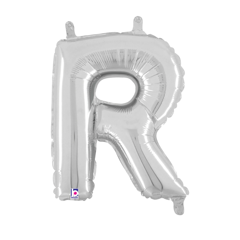 14" Betallic Silver Letter Megaloons Jr. Foil Air-Fill Balloons | Letters A-Z