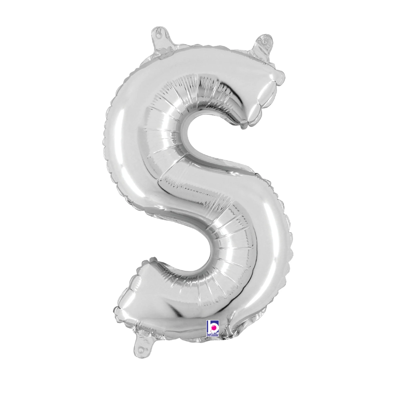 14" Betallic Silver Letter Megaloons Jr. Foil Air-Fill Balloons | Letters A-Z