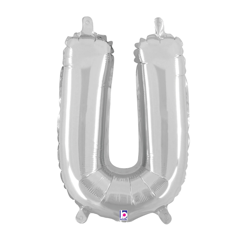 14" Betallic Silver Letter Megaloons Jr. Foil Air-Fill Balloons | Letters A-Z